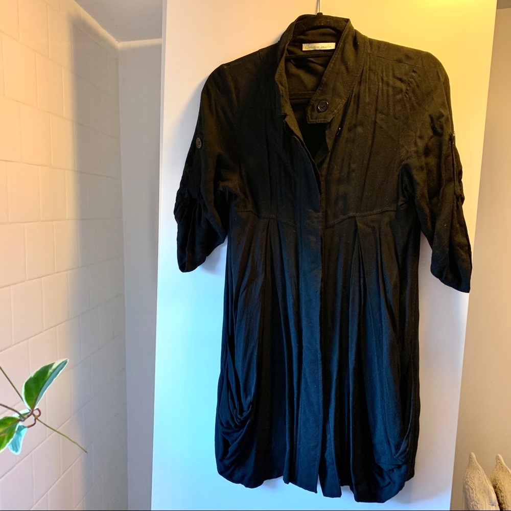Black button-down rayon summer dress size 4